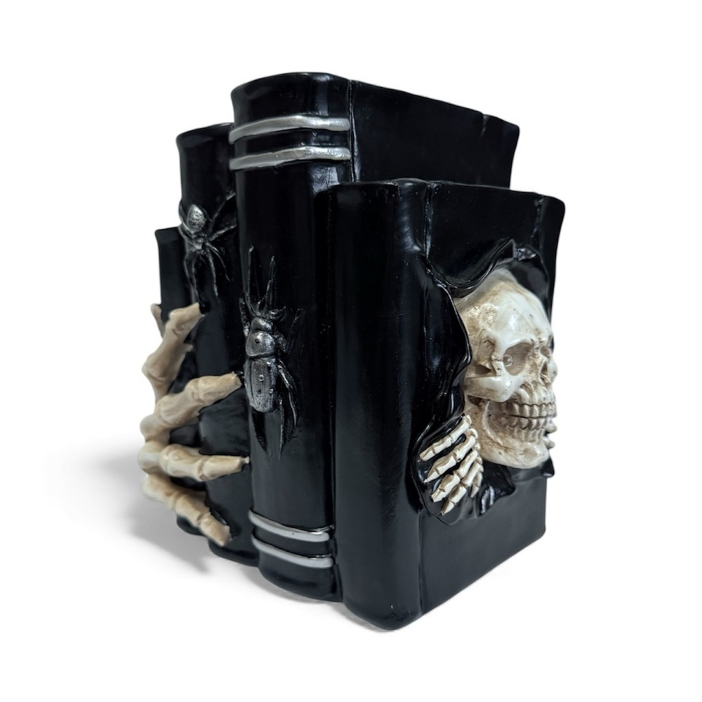 Halloween Goth Skull Bookend Decor